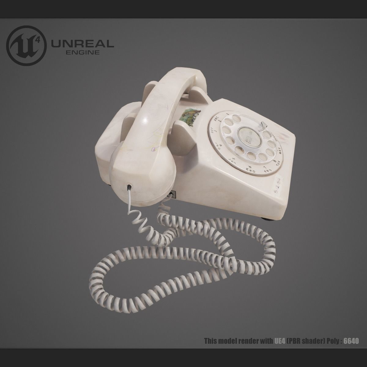 Vintage phone Low-poly 3D model_5