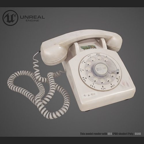 Vintage phone Low-poly 3D model