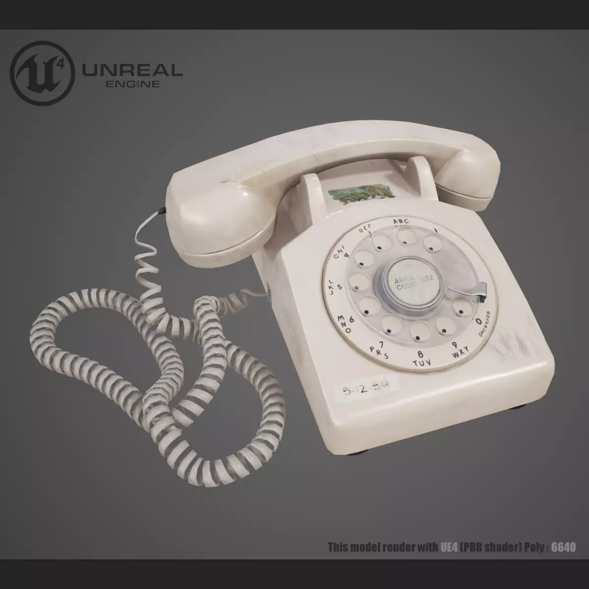 Vintage phone Low-poly 3D model_0