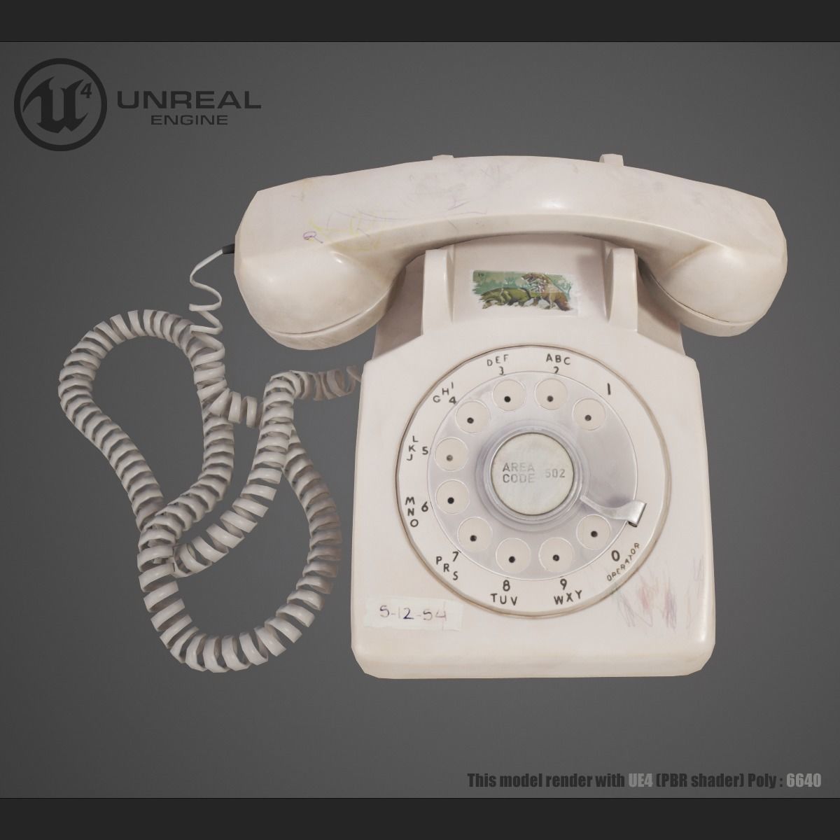 Vintage phone Low-poly 3D model_4