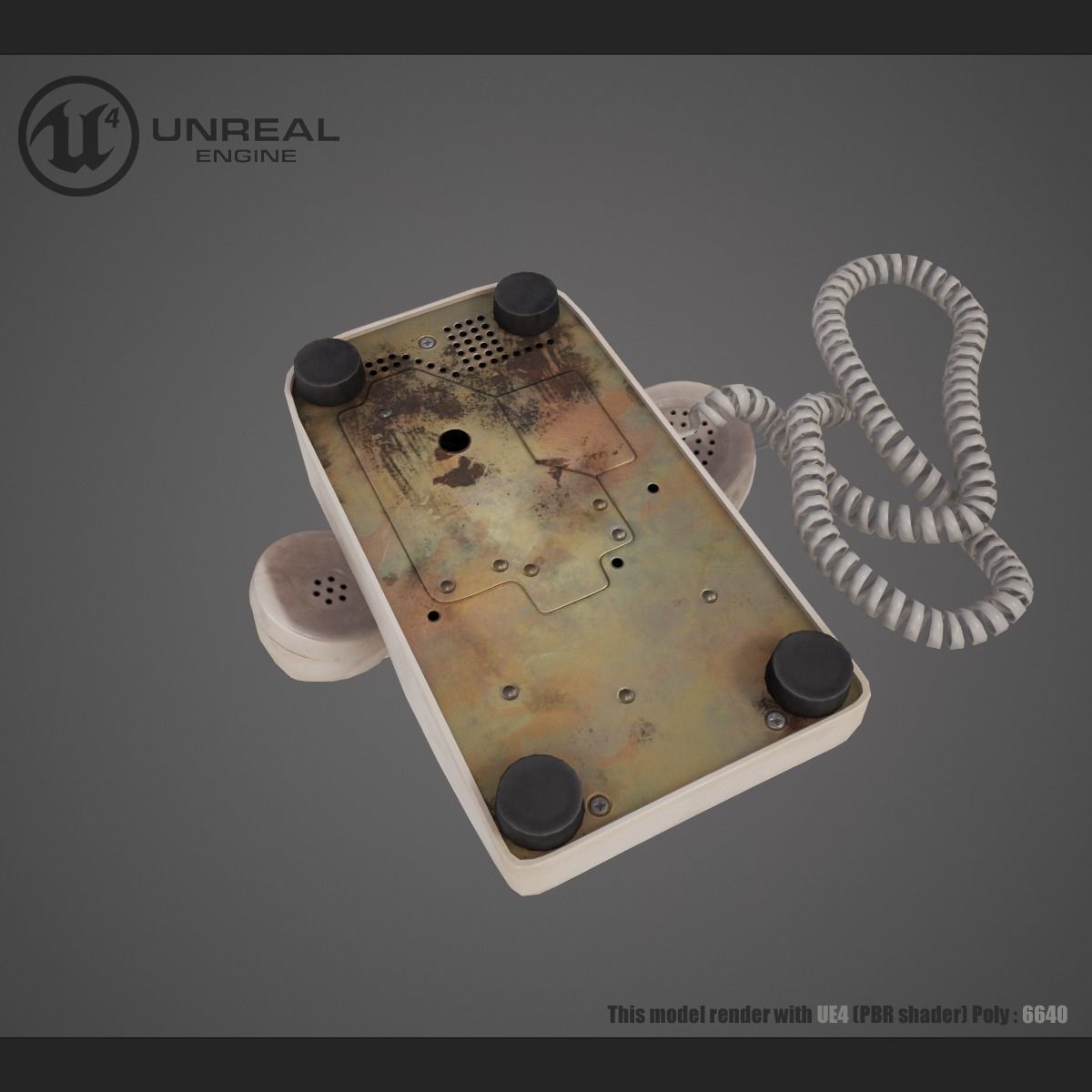 Vintage phone Low-poly 3D model_6