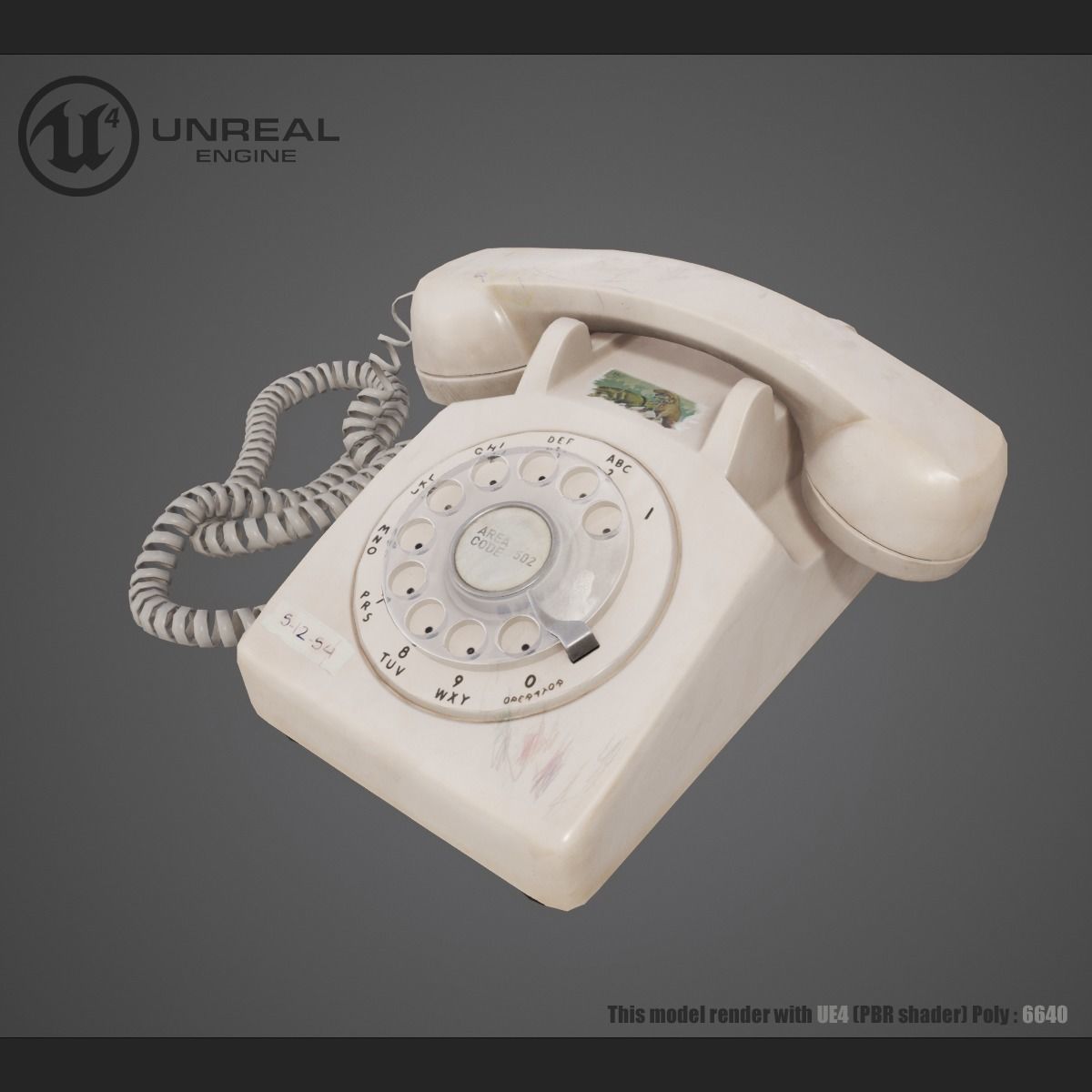 Vintage phone Low-poly 3D model_1