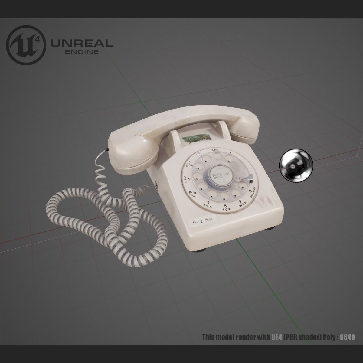 Vintage phone Low-poly 3D model_9
