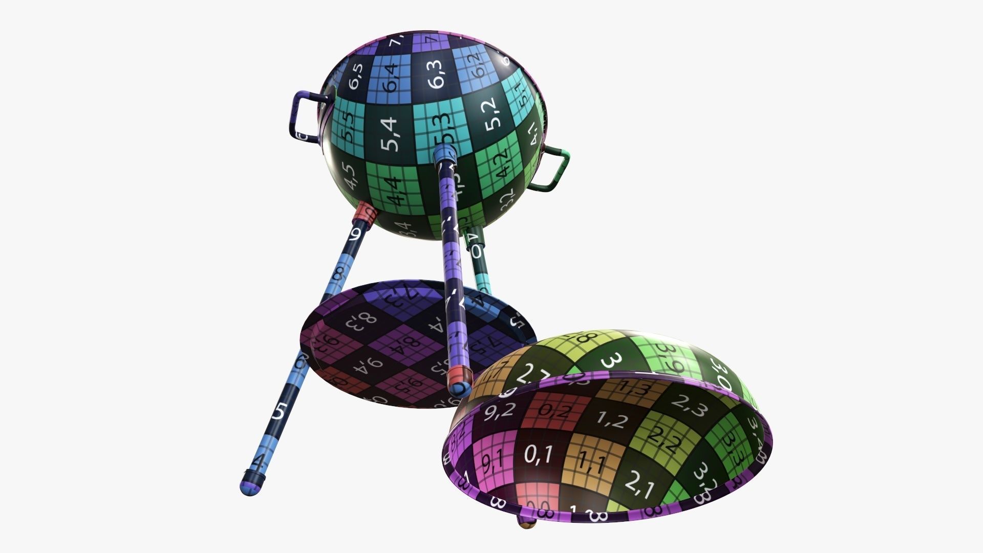 Charcoal kettle grill bbq steel with lid 3D model_13