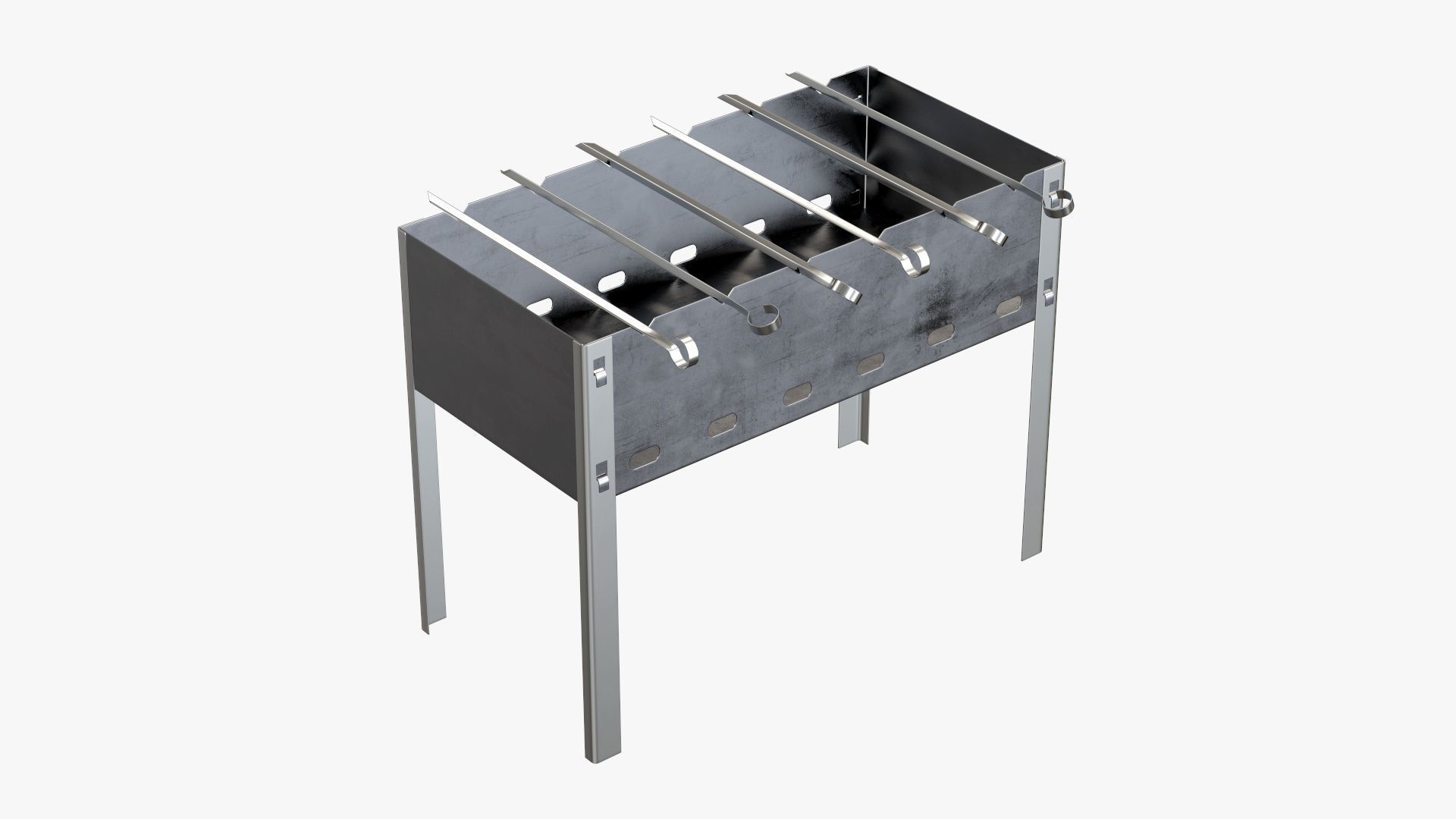 Charcoal grill bbq skewer steel 3D model CGTrader