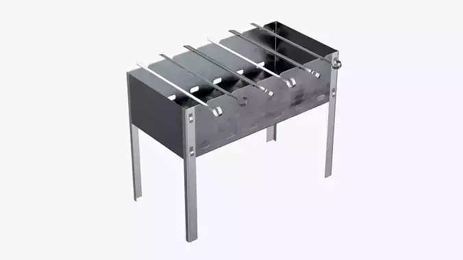 Charcoal grill bbq skewer steel 3D model