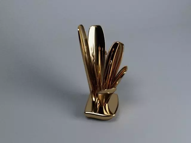 showpiece golden spoon 3D model_0