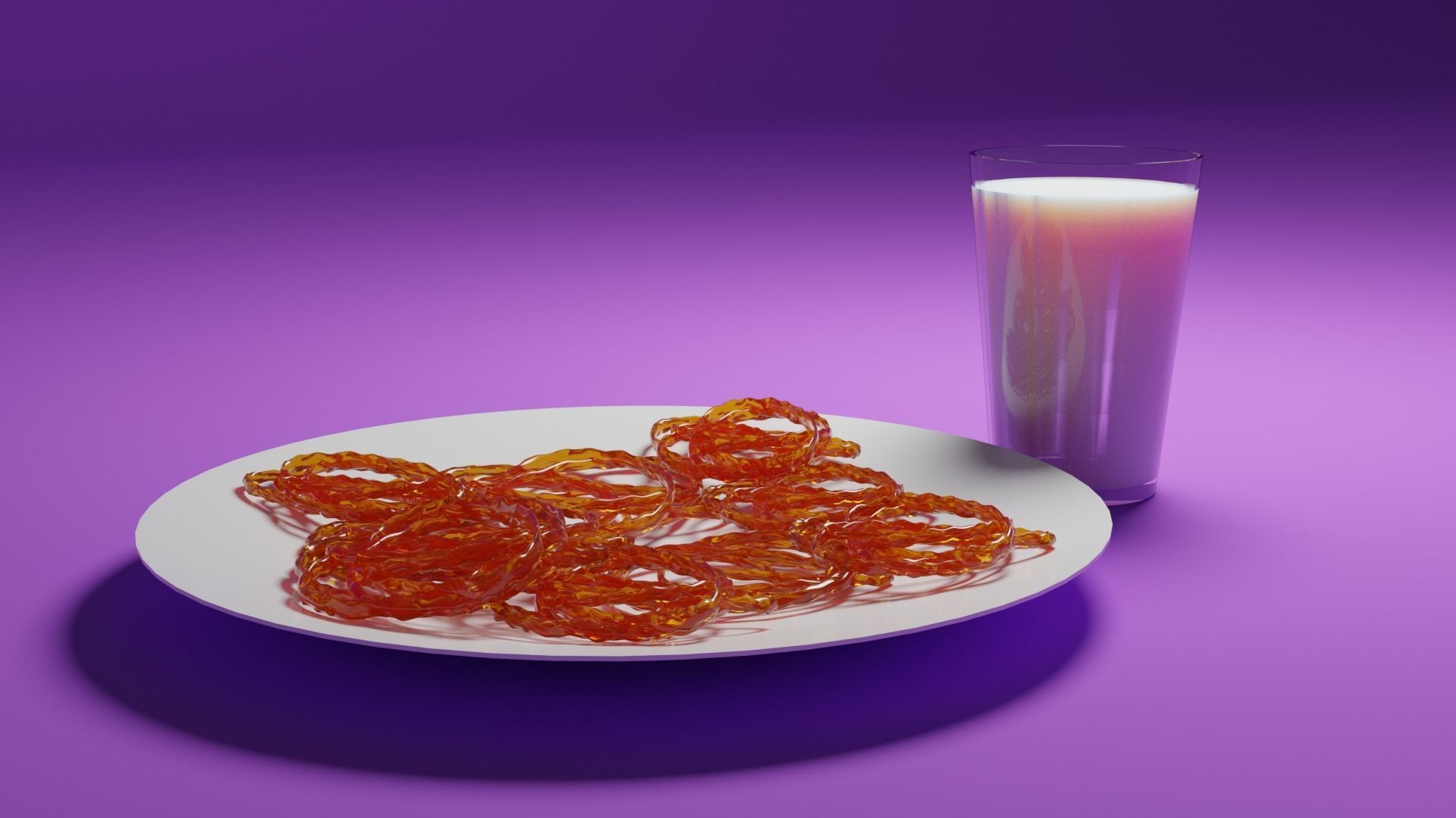 Jalebi and a Glass of Milk Free 3D model_4