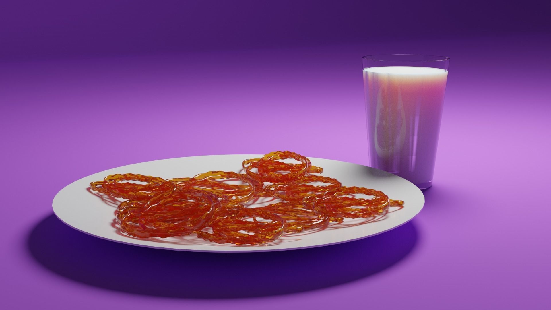 Jalebi and a Glass of Milk Free 3D model_20