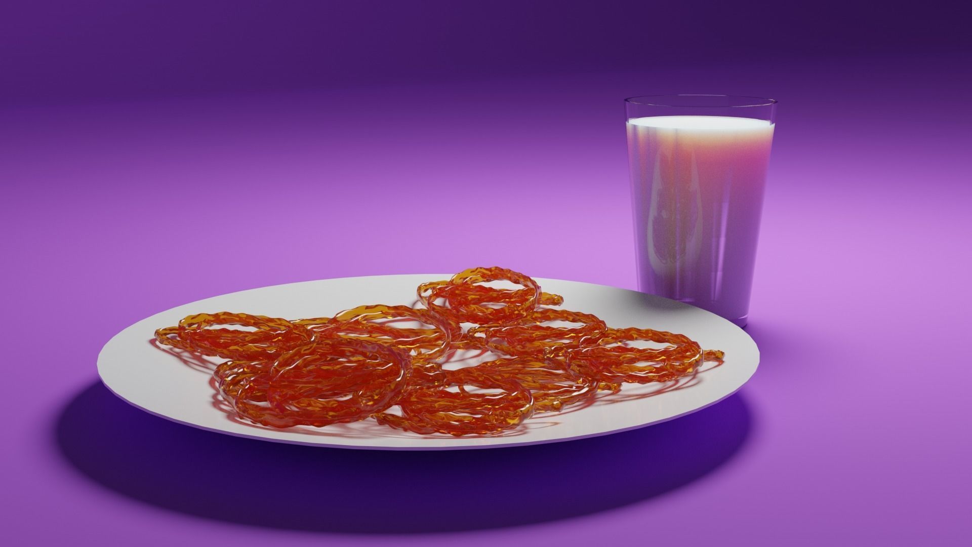 Jalebi and a Glass of Milk Free 3D model_15