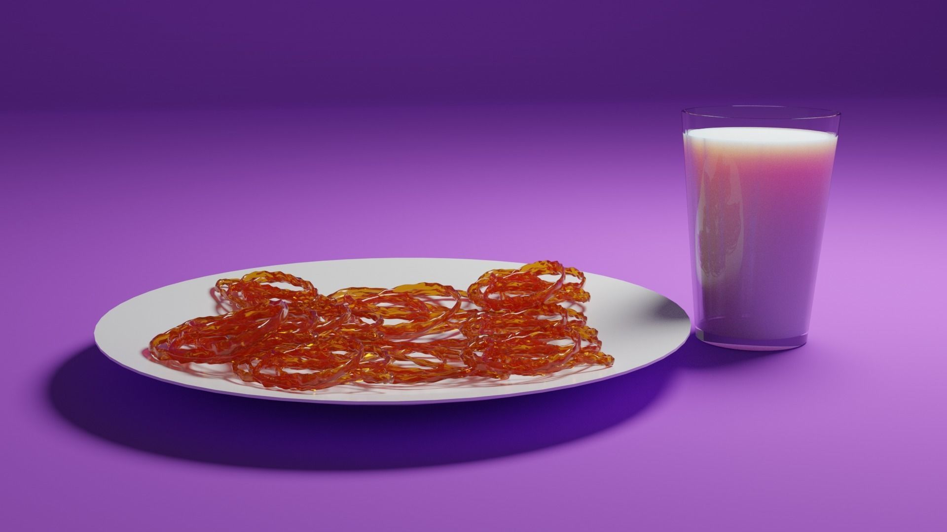 Jalebi and a Glass of Milk Free 3D model_6