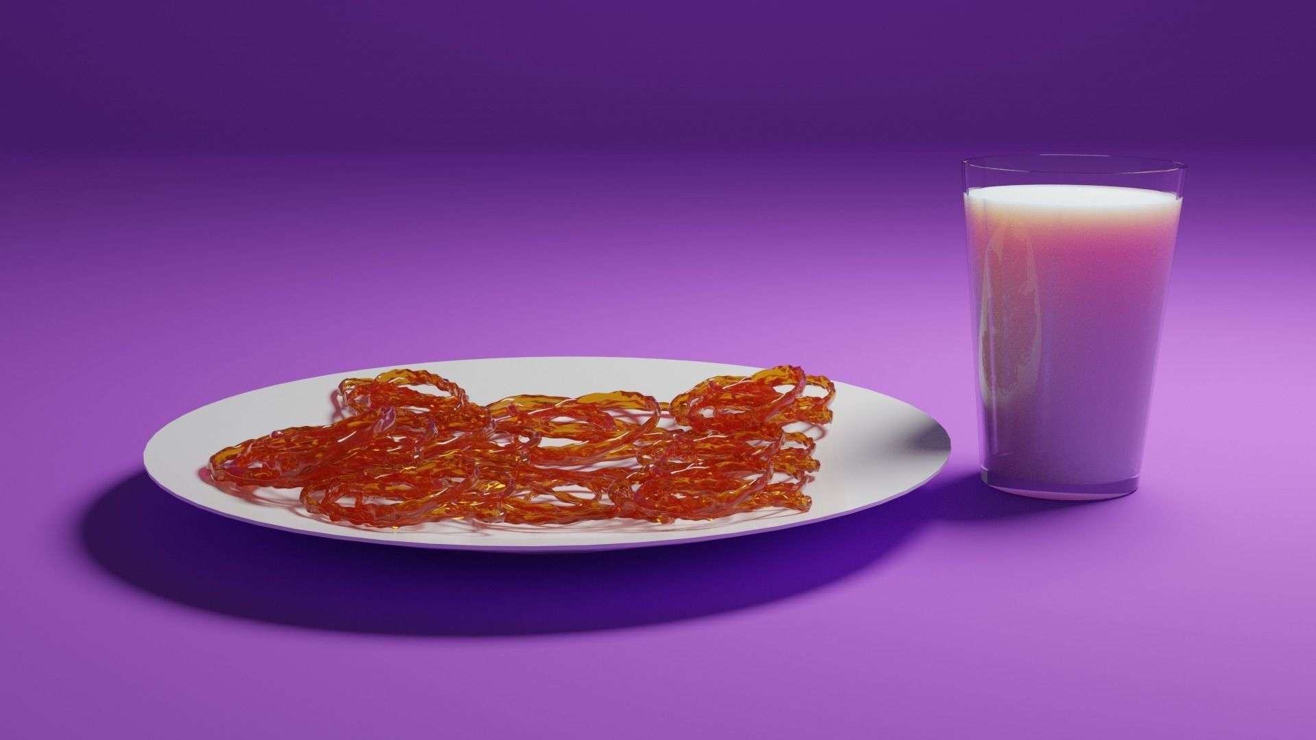 Jalebi and a Glass of Milk Free 3D model_16