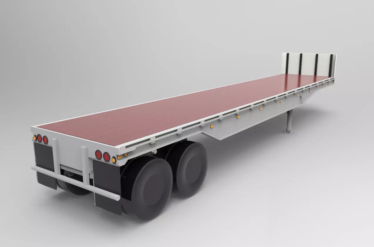 Trailer Flatbed JT908PB 1962 Low-poly 3D model