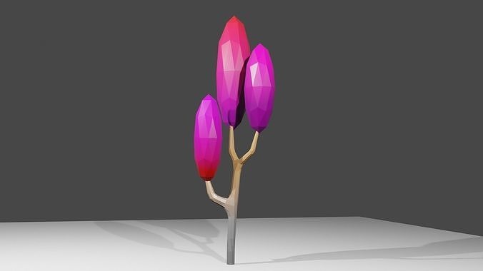 Violet tree Low-poly 3D model