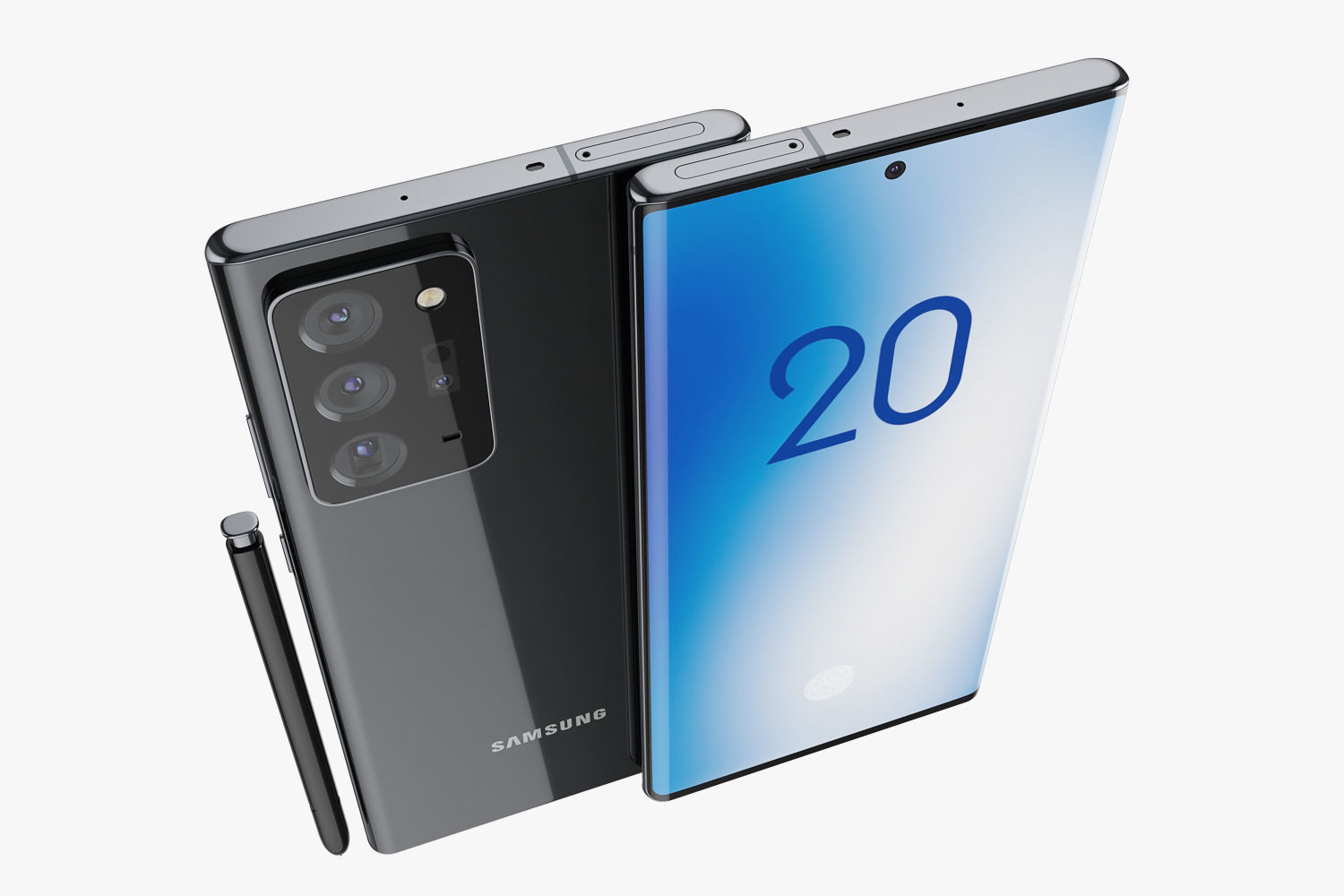 Samsung Galaxy Note 20 and Note 20 Plus black 3D model_5