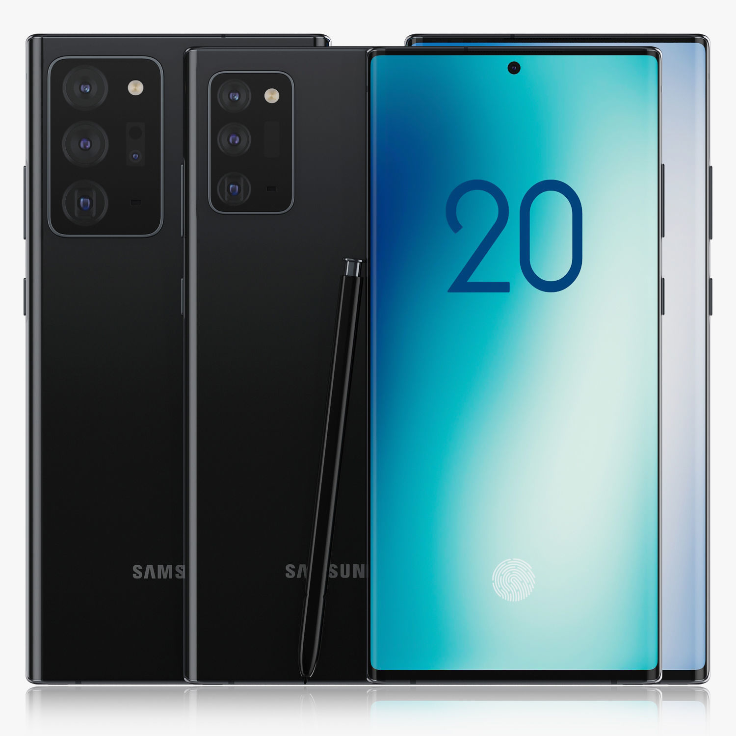 Samsung Galaxy Note 20 and Note 20 Plus black 3D model_1