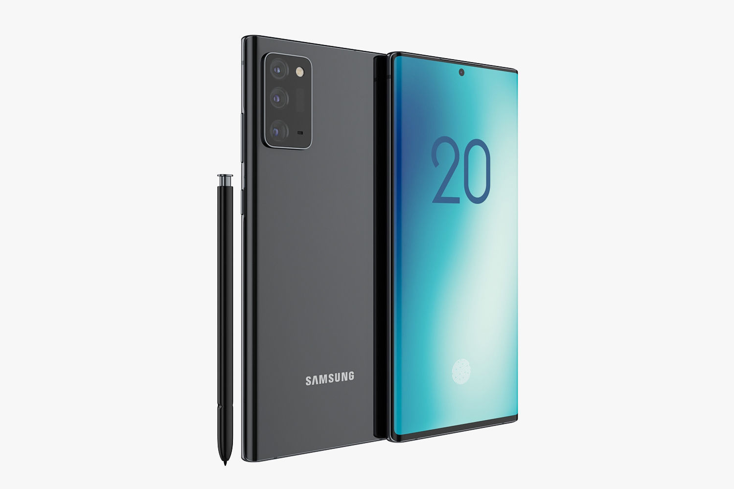 Samsung Galaxy Note 20 and Note 20 Plus black 3D model_13