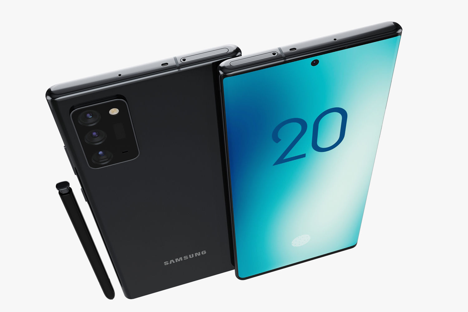 Samsung Galaxy Note 20 and Note 20 Plus black 3D model_21