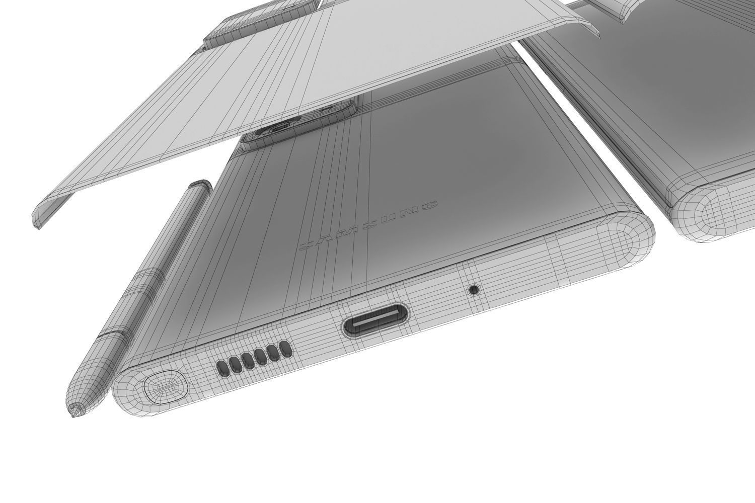 Samsung Galaxy Note 20 and Note 20 Plus black 3D model_36