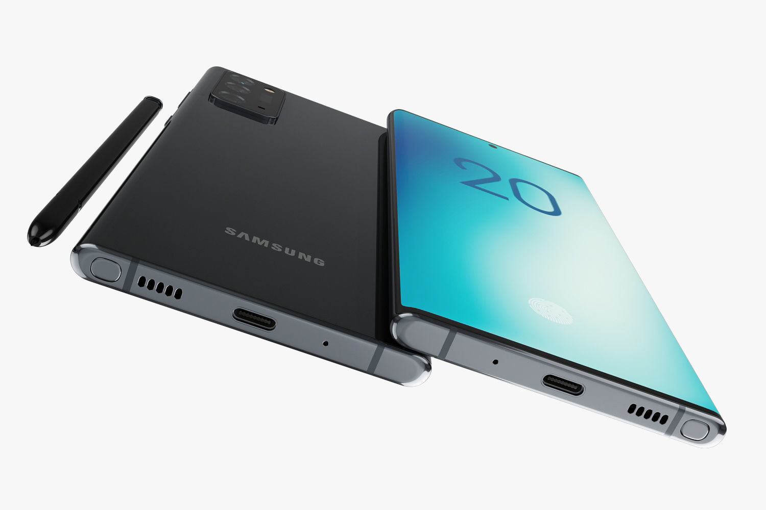 Samsung Galaxy Note 20 and Note 20 Plus black 3D model_15