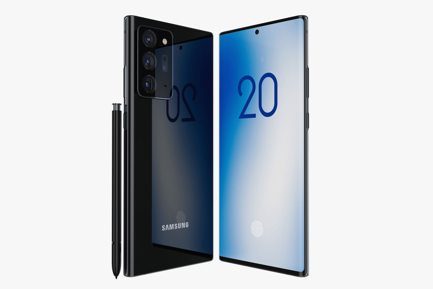 Samsung Galaxy Note 20 and Note 20 Plus black 3D model_9
