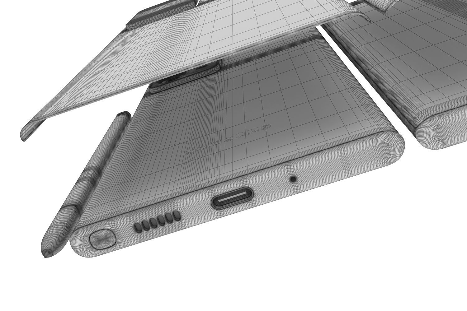 Samsung Galaxy Note 20 and Note 20 Plus black 3D model_38