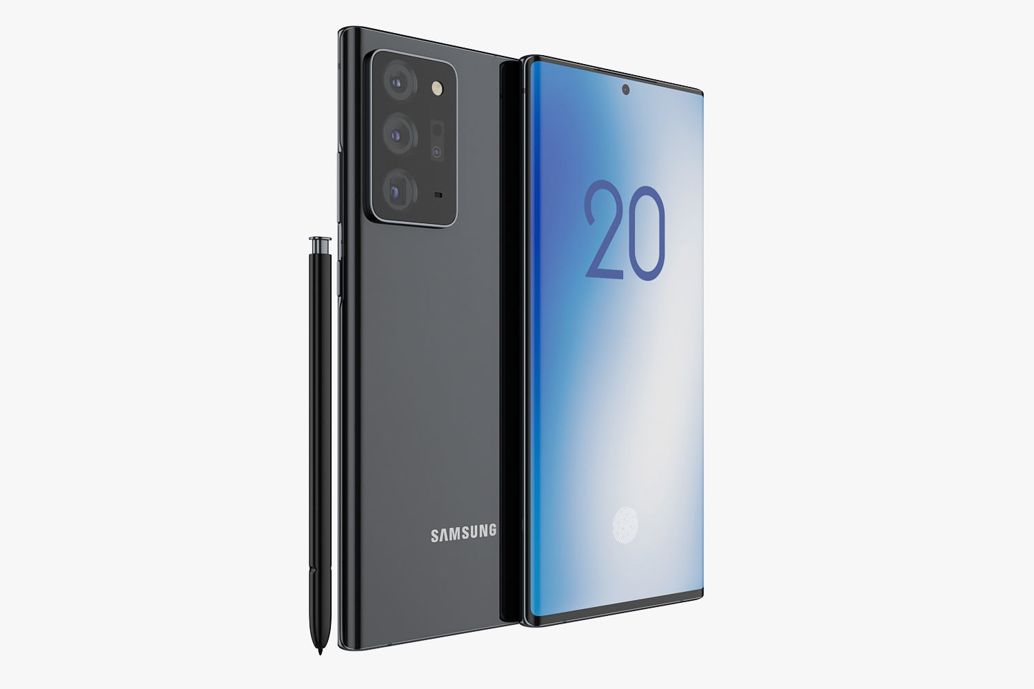 Samsung Galaxy Note 20 and Note 20 Plus black 3D model_14