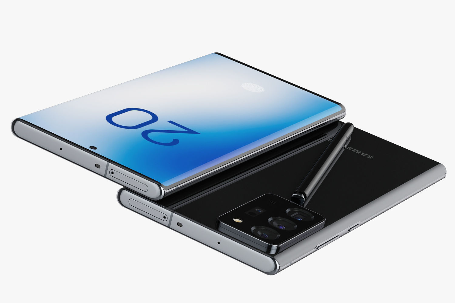 Samsung Galaxy Note 20 and Note 20 Plus black 3D model_26