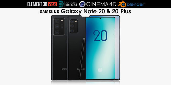 Samsung Galaxy Note 20 and Note 20 Plus black 3D model
