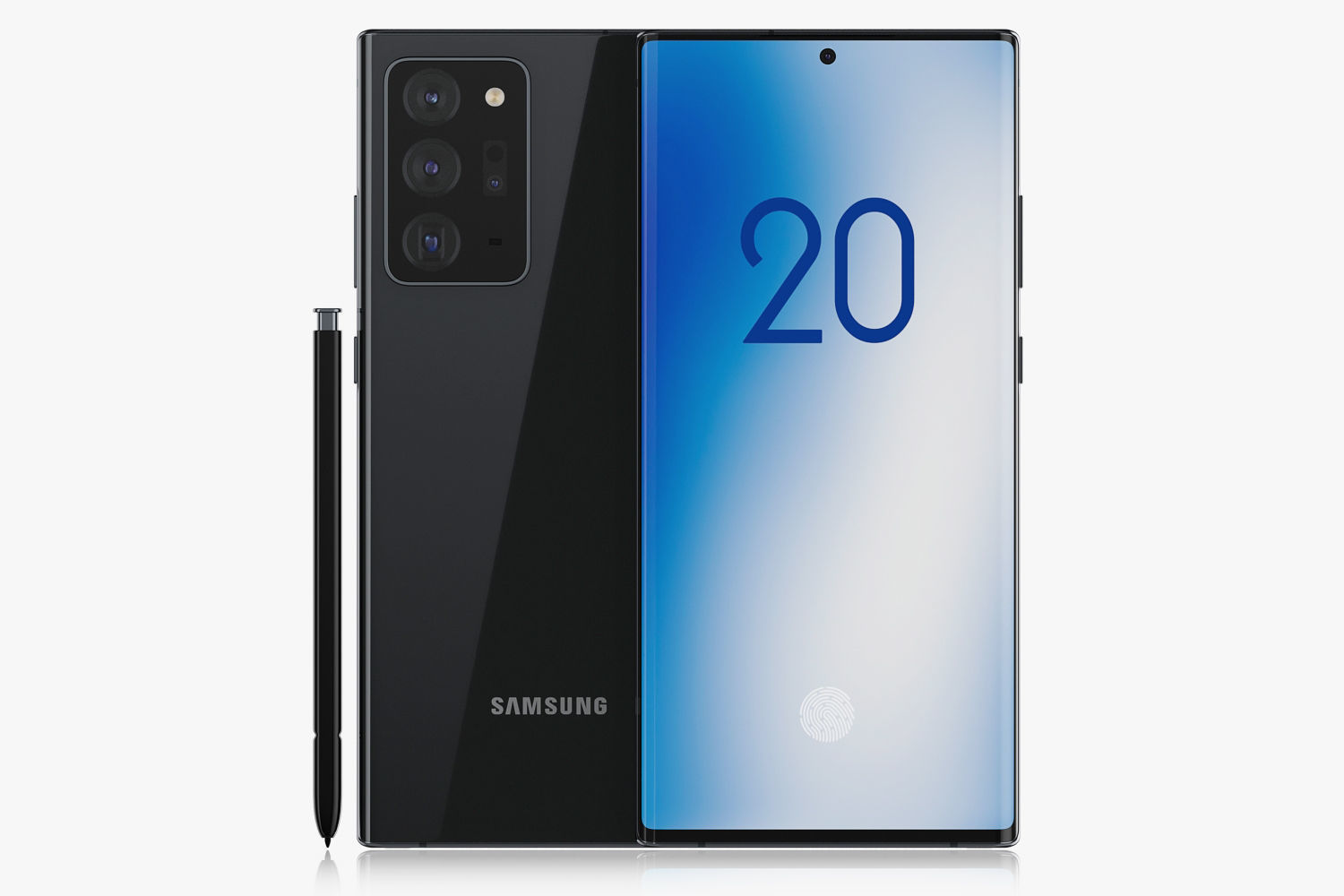 Samsung Galaxy Note 20 and Note 20 Plus black 3D model_3
