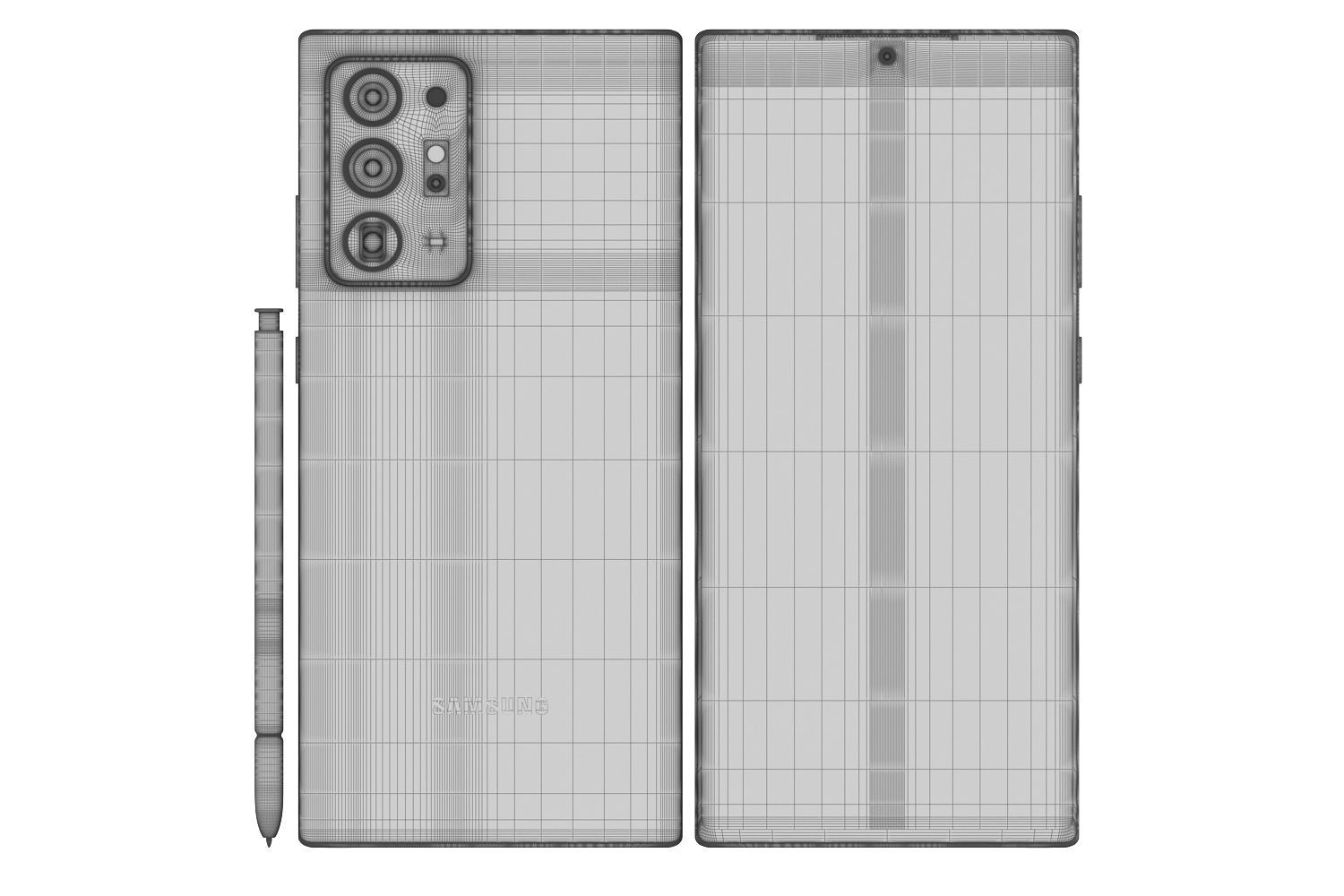 Samsung Galaxy Note 20 and Note 20 Plus black 3D model_30