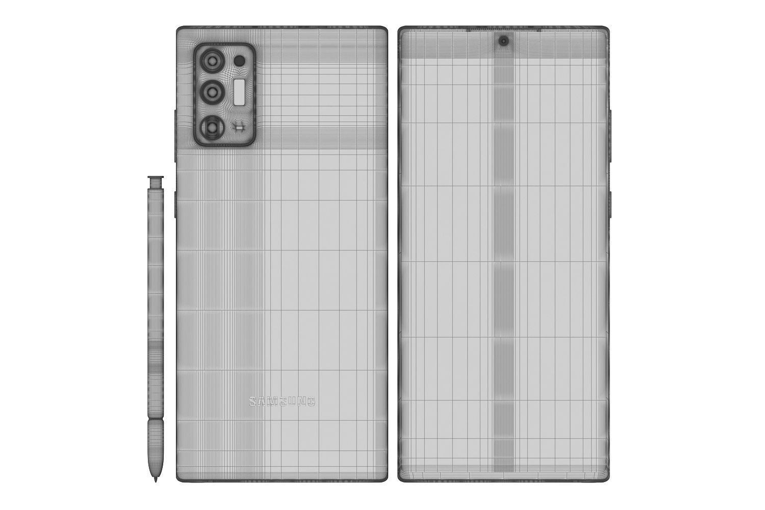 Samsung Galaxy Note 20 and Note 20 Plus black 3D model_29