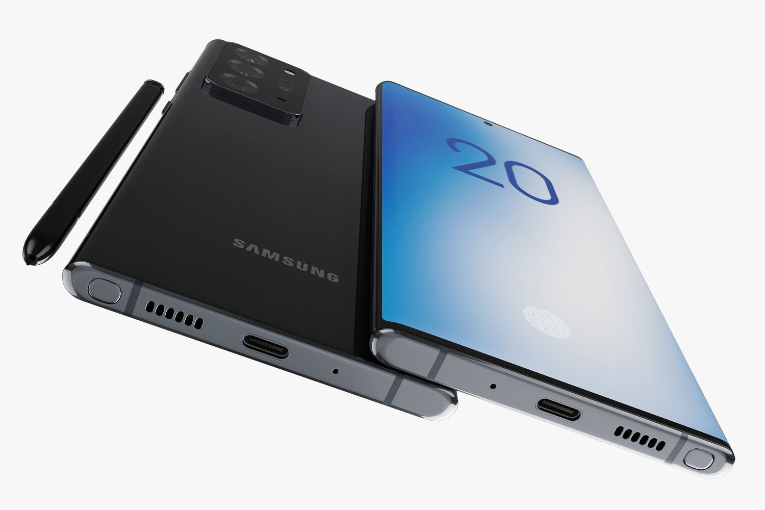 Samsung Galaxy Note 20 and Note 20 Plus black 3D model_16