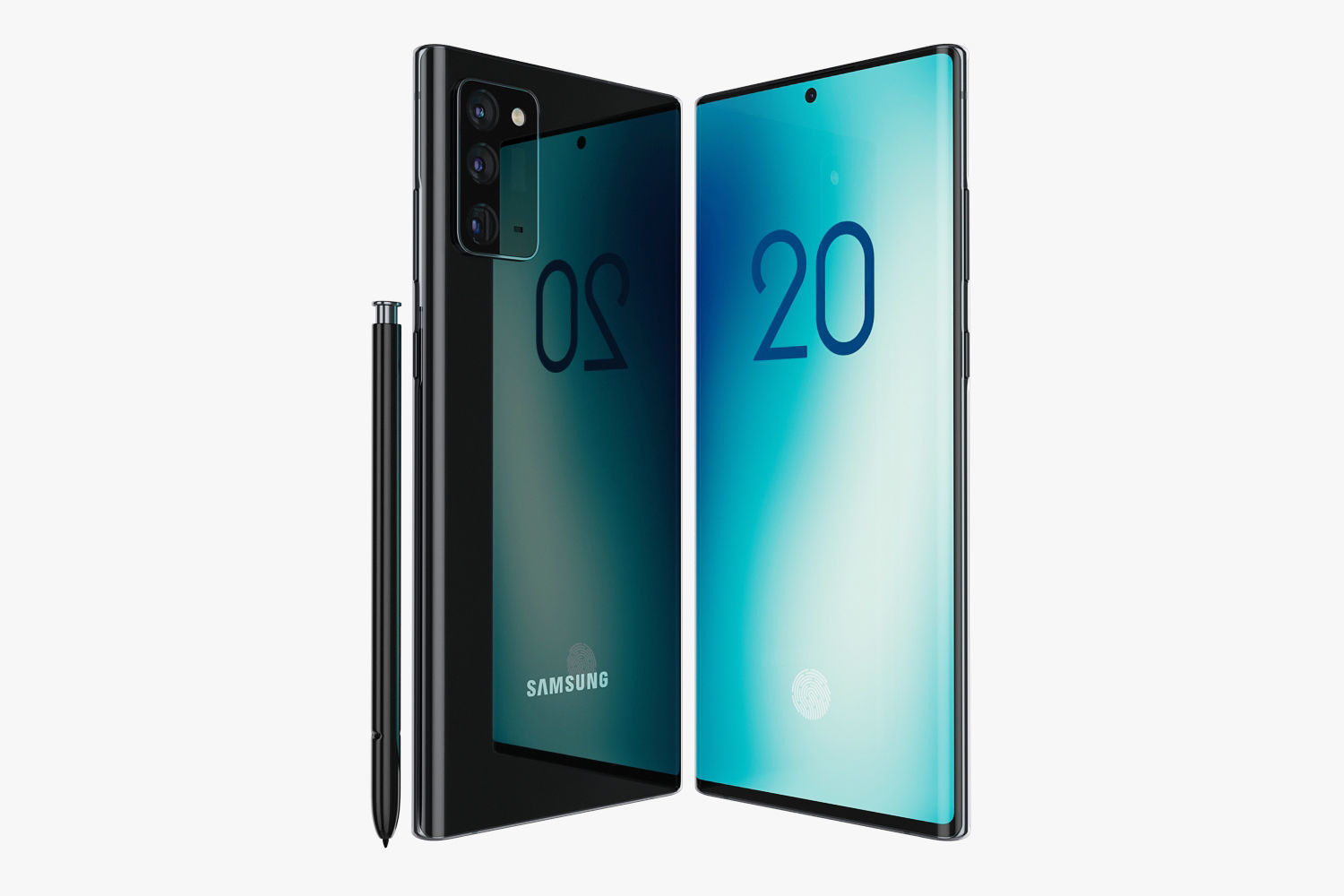 Samsung Galaxy Note 20 and Note 20 Plus black 3D model_8