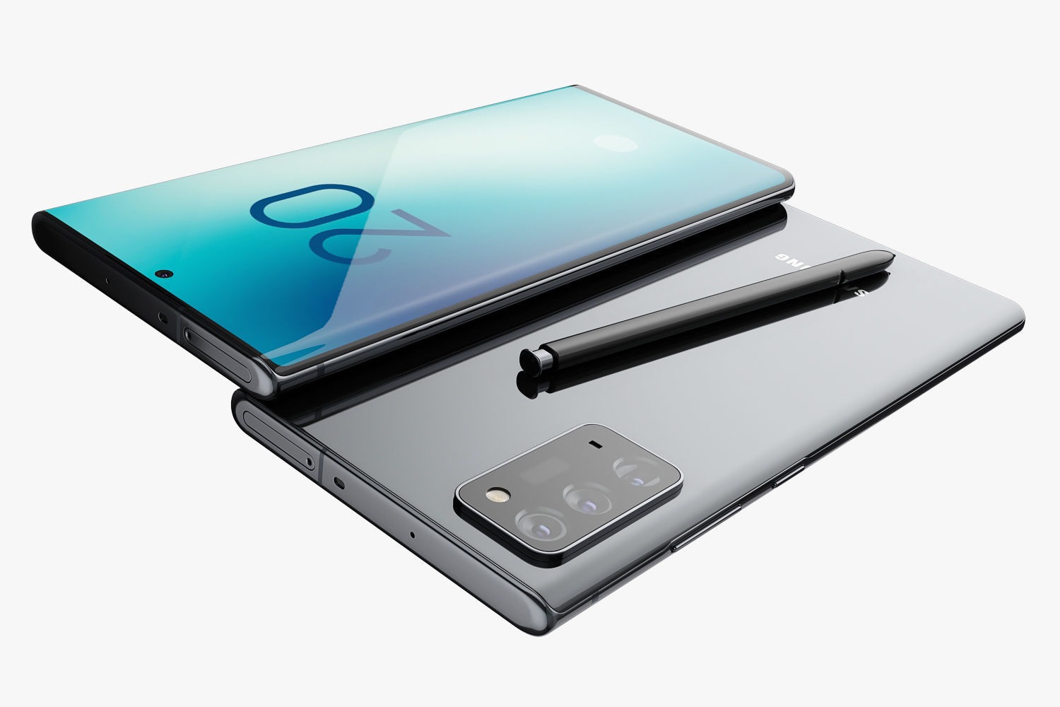 Samsung Galaxy Note 20 and Note 20 Plus black 3D model_4