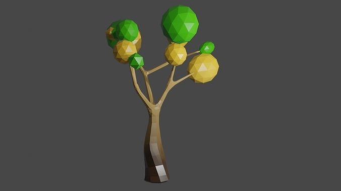 Green orange tree Low-poly 3D model