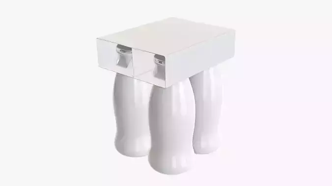 Plastic yoghurt bottles small with cardboard packaging 3D model