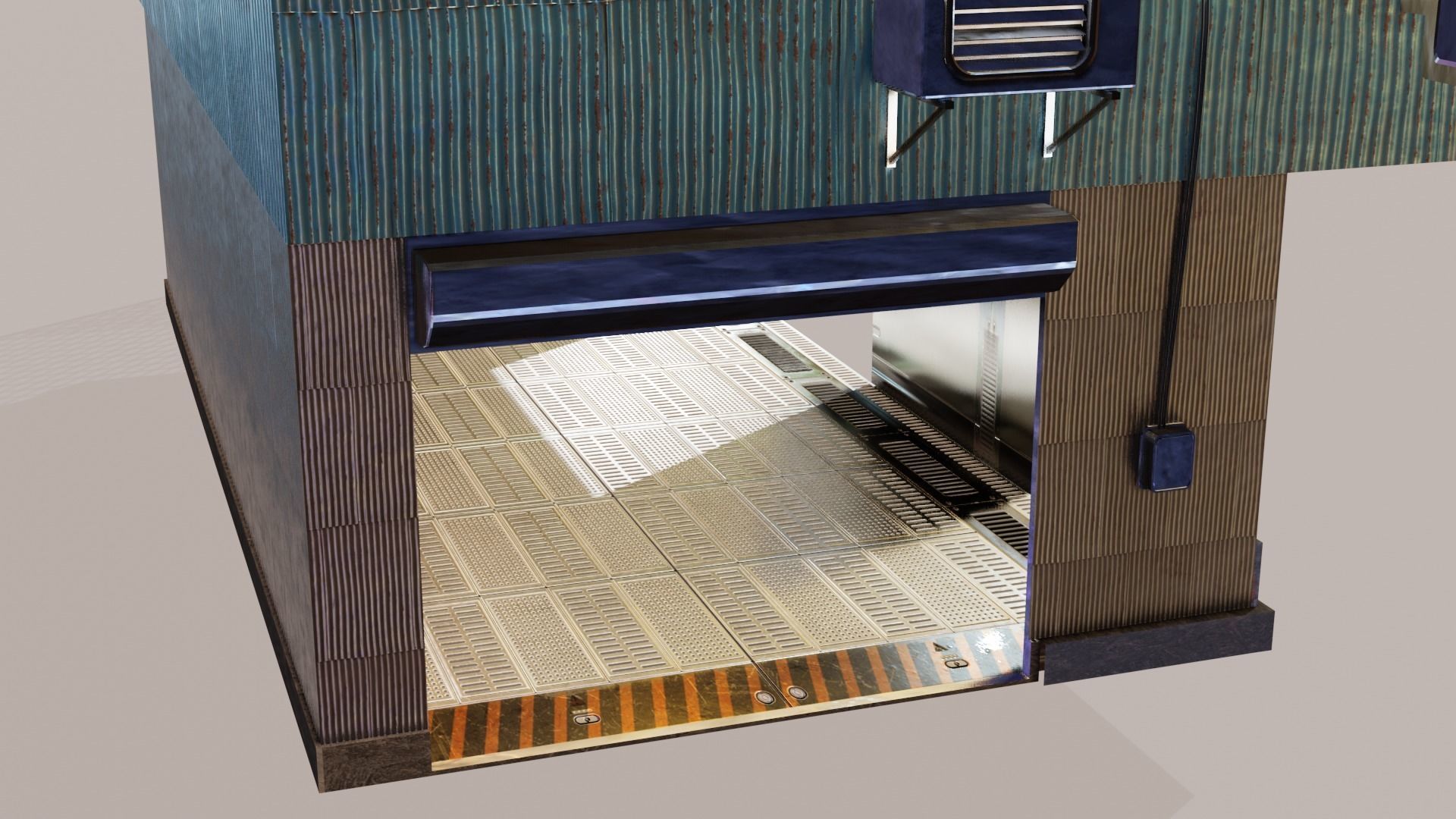 Cyberpunk Garage Building Low-poly 3D model_4