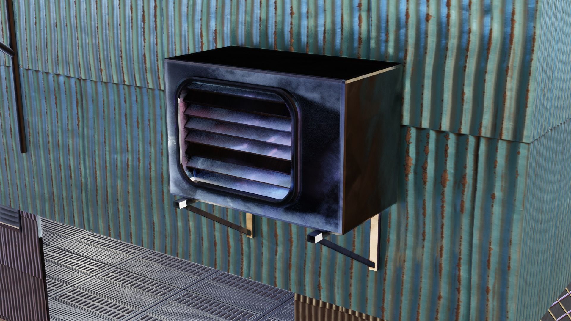 Cyberpunk Garage Building Low-poly 3D model_16