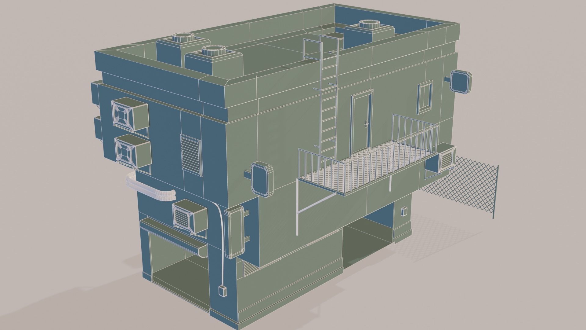 Cyberpunk Garage Building Low-poly 3D model_25