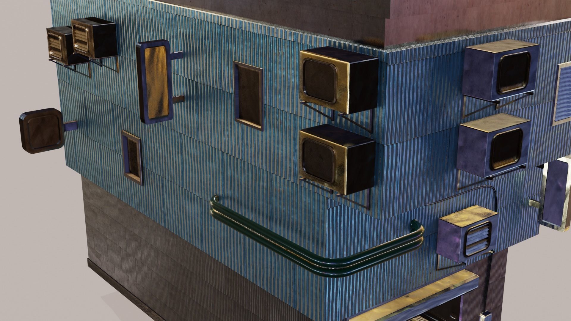 Cyberpunk Garage Building Low-poly 3D model_21