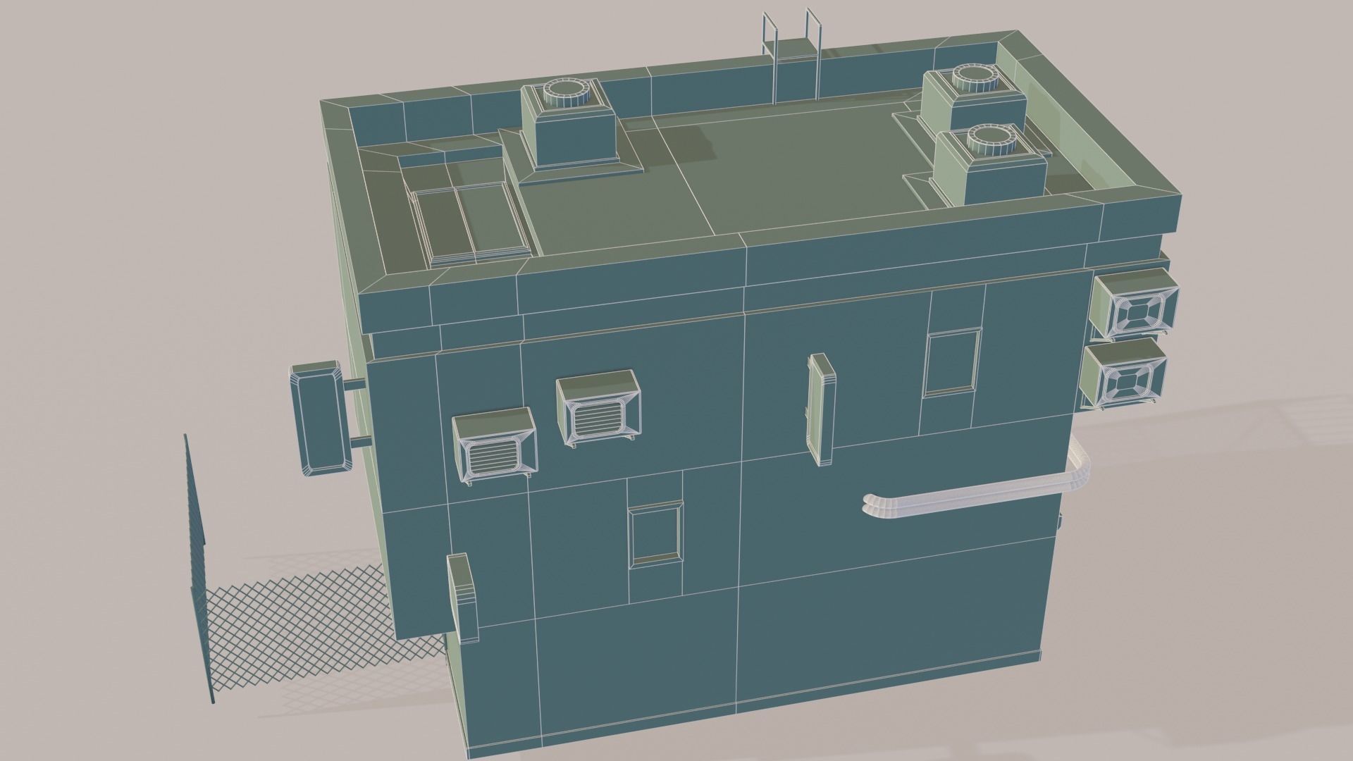 Cyberpunk Garage Building Low-poly 3D model_29