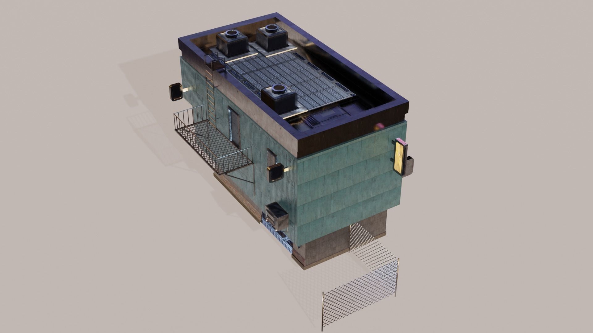 Cyberpunk Garage Building Low-poly 3D model_24