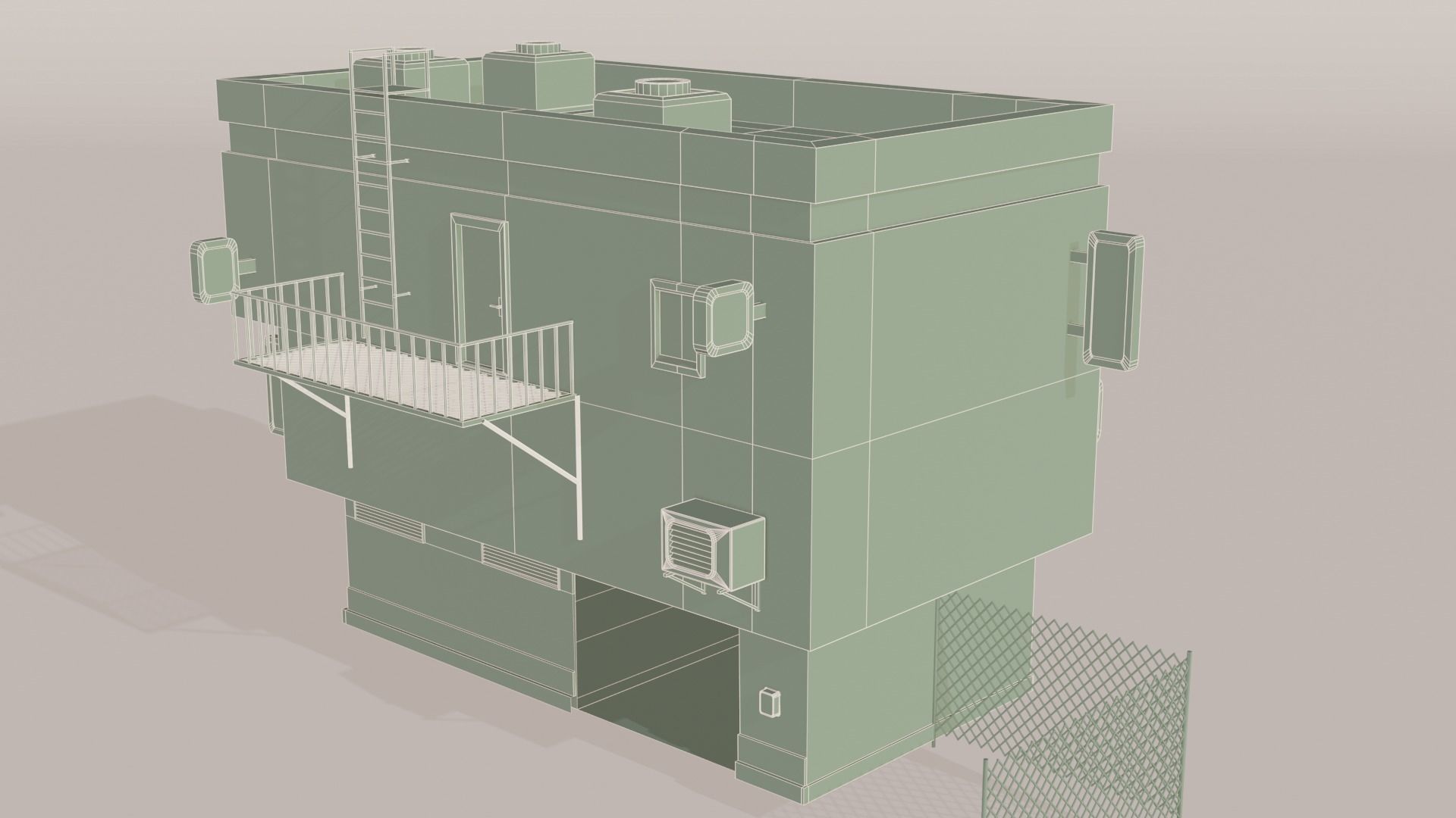 Cyberpunk Garage Building Low-poly 3D model_30
