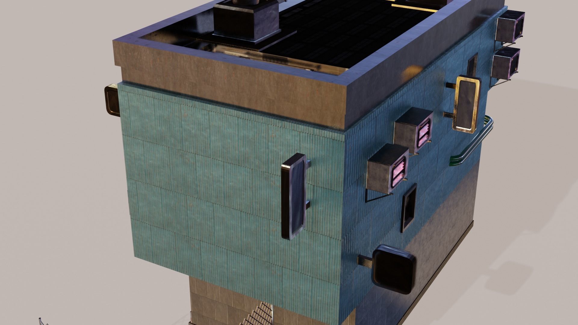 Cyberpunk Garage Building Low-poly 3D model_22