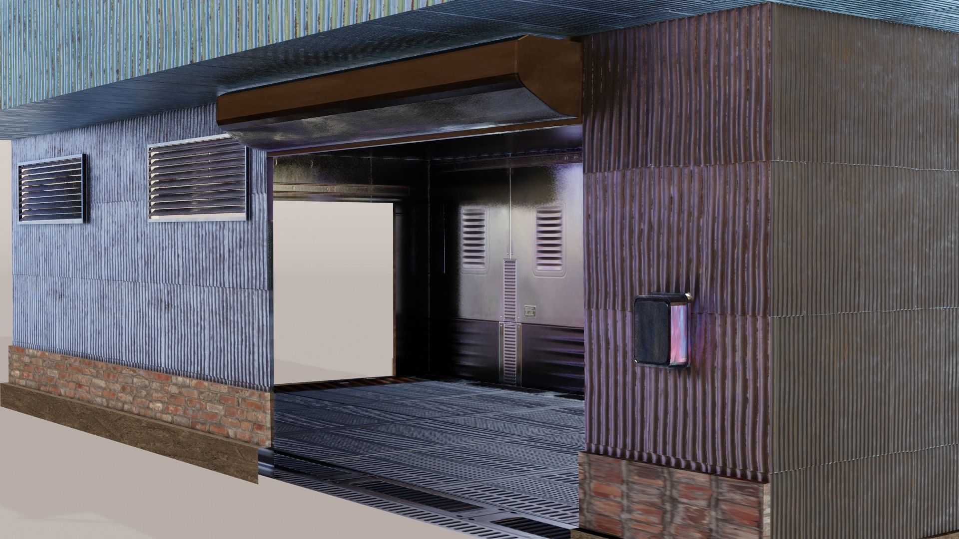 Cyberpunk Garage Building Low-poly 3D model_18
