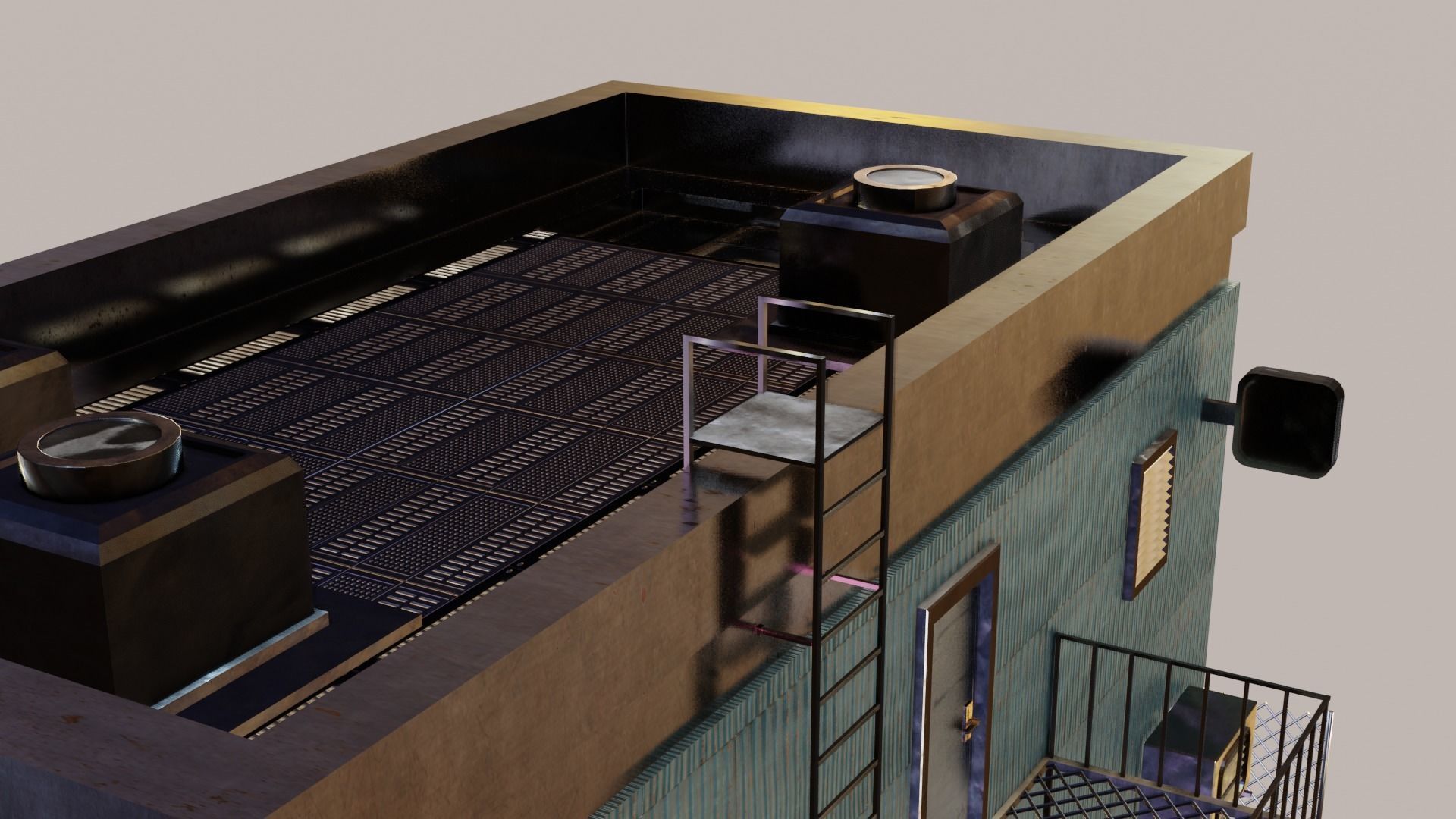 Cyberpunk Garage Building Low-poly 3D model_12