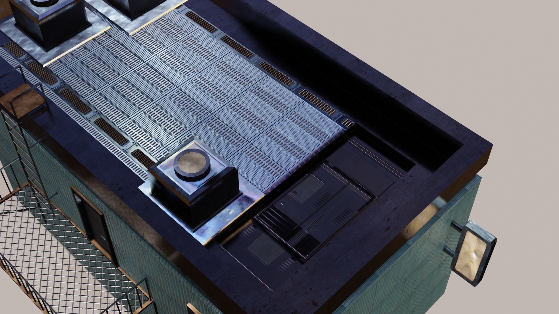 Cyberpunk Garage Building Low-poly 3D model_15