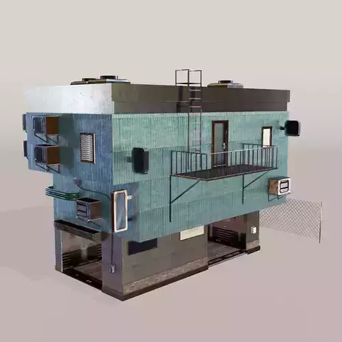 Cyberpunk Garage Building Low-poly 3D model