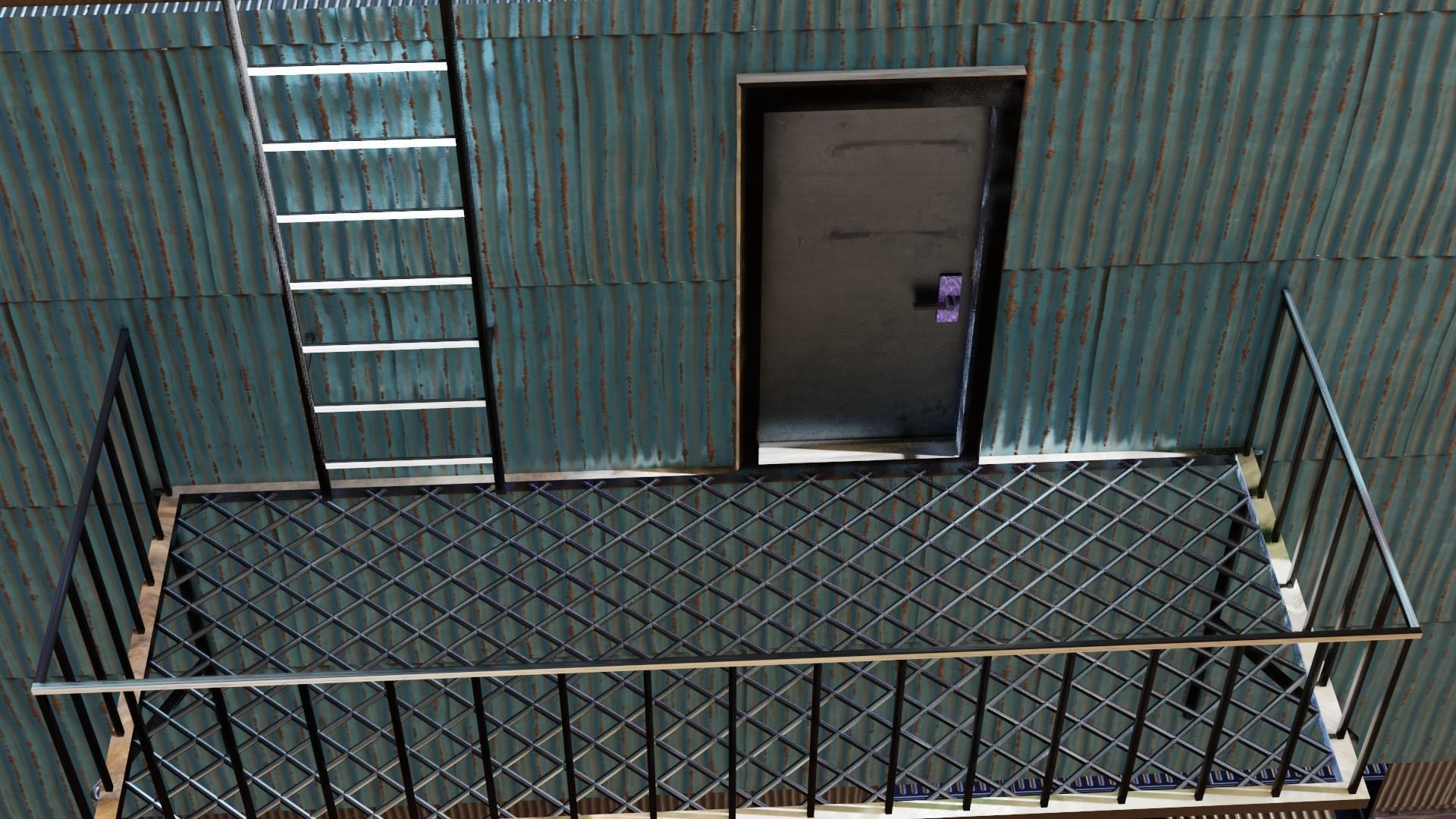 Cyberpunk Garage Building Low-poly 3D model_10